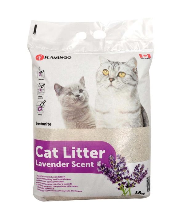 Flamingo Bentonite Lavender Scent Clumping Cat Litter 15kg | Calming Lavender Litter