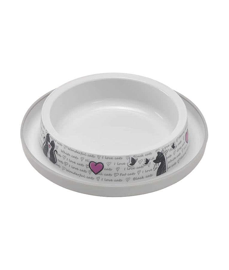 Flamingo Cats in Love Cat Bowl | Adorable Heart-Themed Cat Feeding Bowl