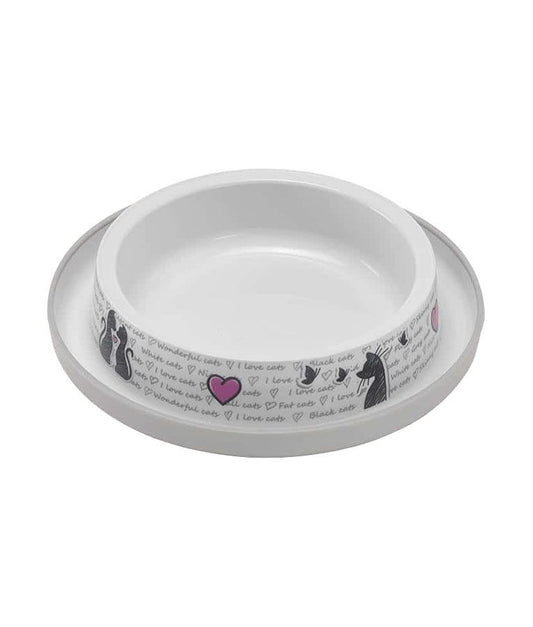 Flamingo Cats in Love Cat Bowl | Adorable Heart-Themed Cat Feeding Bowl