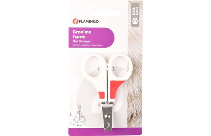Flamingo Groo'Me Fausto Cat Nail Scissors White/Red | Safe & Precise Cat Nail Trimming