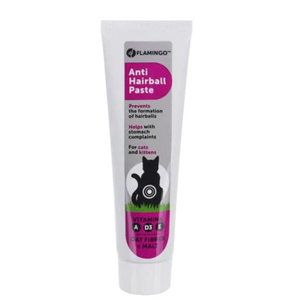 Flamingo Anti-Hairball Oat Fibres & Malt Cat Paste | Salmon Flavor Hairball Remedy