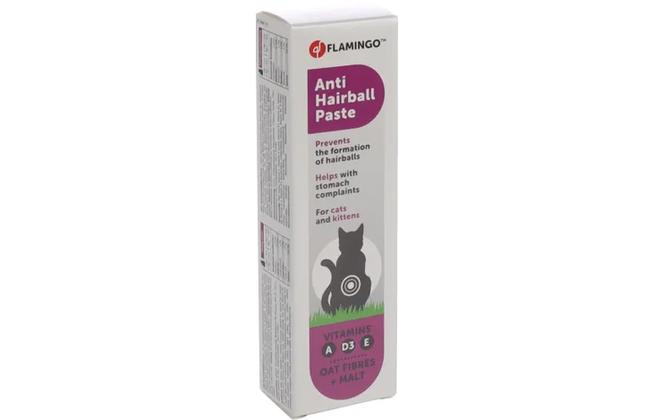 Flamingo Anti-Hairball Oat Fibres & Malt Cat Paste | Salmon Flavor Hairball Remedy