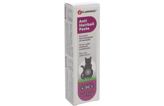 Flamingo Anti-Hairball Oat Fibres & Malt Cat Paste | Salmon Flavor Hairball Remedy