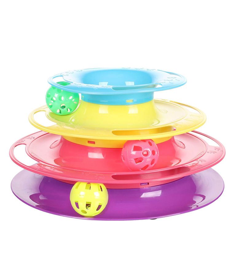 Flamingo Bagera Ball Track Tower Cat Toy | Interactive Cat Circuit with Moving Balls