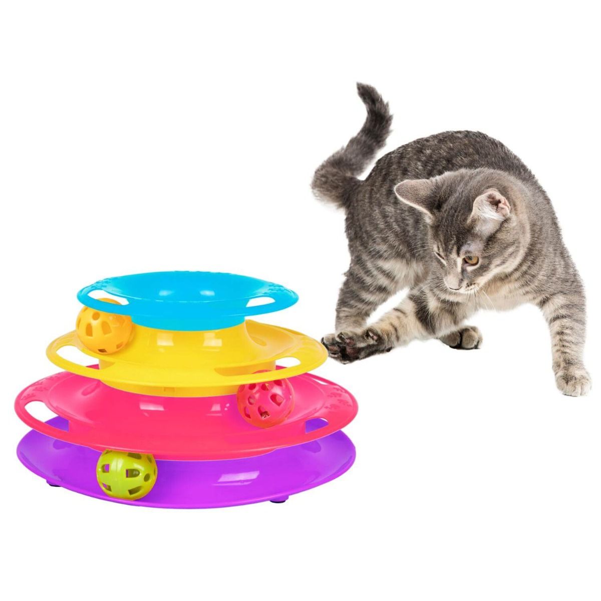 Flamingo Bagera Ball Track Tower Cat Toy | Interactive Cat Circuit with Moving Balls