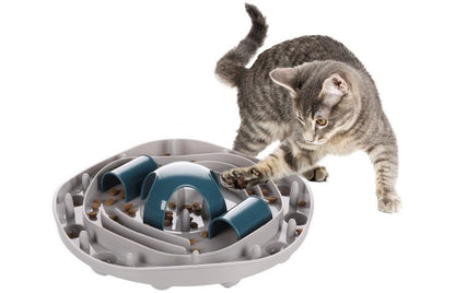 Flamingo Puzzle Feeder Hanto Interactive Cat Toy Grey/Blue 28.5x7cm | Slow Feeder & Enrichment Toy