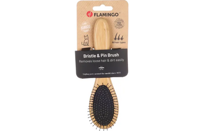 Flamingo Bristle & Pin Babu Cat Brush Small | Eco-Friendly Bamboo Cat Grooming Brush