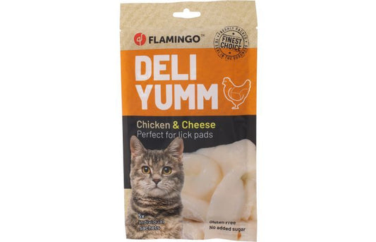 Flamingo Deli Yumm Fresh Meat Snack Chicken & Cheese Cat Treats 70g | Creamy Lickable Cat Treats