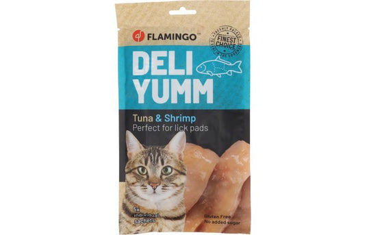 Flamingo Deli Yumm Fresh Meat Snack Tuna & Shrimp Cat Treats 70g | Grain-Free Lickable Cat Treats