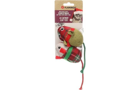 Flamingo Finley Mouse Catnip Christmas Cat Toy | Festive Catnip-Infused Plush Toy