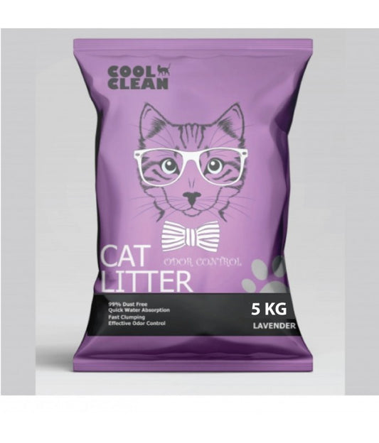 Cool Clean Clumping Cat Litter Lavender | 99% Dust Free | Fast Clumping | Odor Control | Natural Bentonite | 5kg