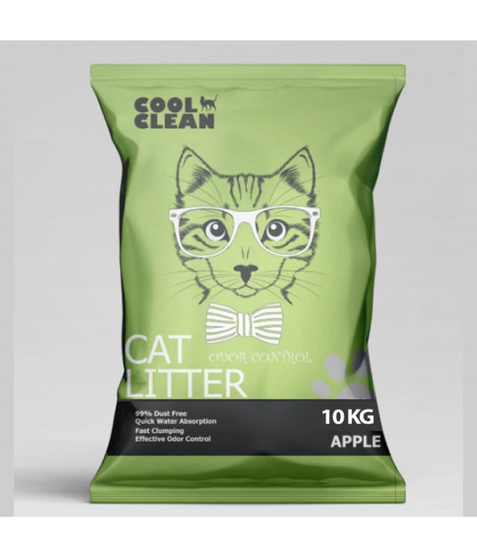 Cool Clean Clumping Cat Litter Apple | 99% Dust Free | Fast Clumping | Odor Control | Natural Bentonite | 10kg