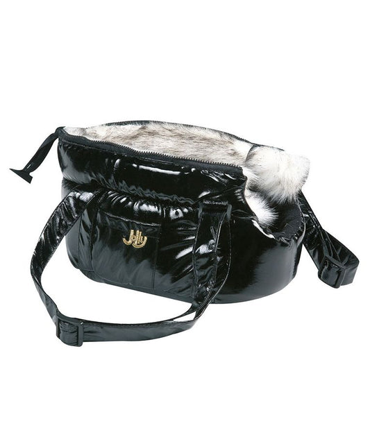 Flamingo Lola Carrying Bag Black | Small Pet Travel Carrier with Fleece Lining (4kg Capacity)