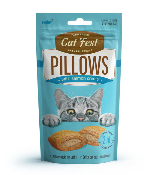 Cat Fest Pillows with Salmon Cream 30g | Omega-Rich Crunchy Cat Treats