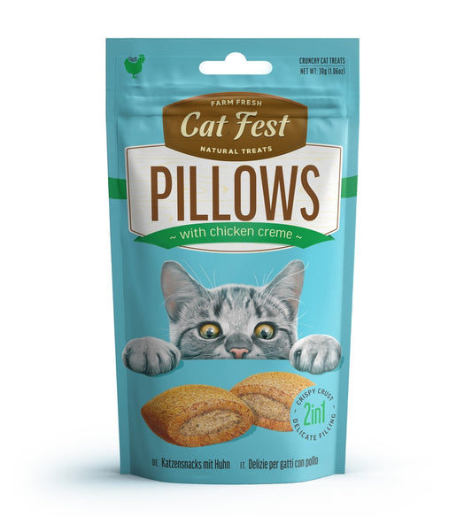 Cat Fest Pillows with Chicken Cream 30g | Natural Chicken Cat Treats for Dental Health