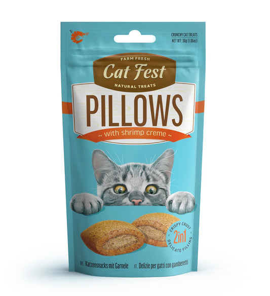 Cat Fest Pillows with Shrimp Cream 30g | Crunchy Cat Treats with Soft Shrimp Filling