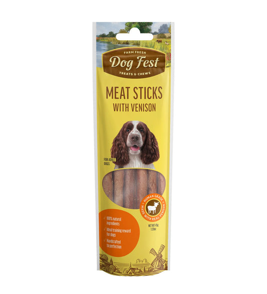 Dog Fest Meat Sticks With Venison For Adult Dogs 45g | Lean Venison Jerky Sticks