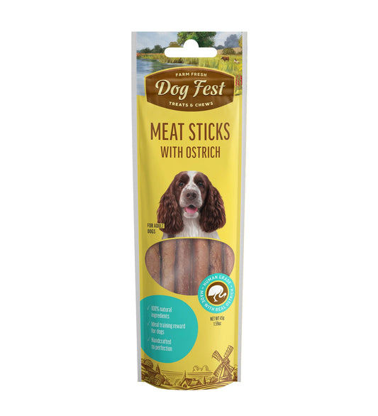 Dog Fest Meat Sticks With Ostrich For Adult Dogs 45g | Ostrich Jerky Sticks