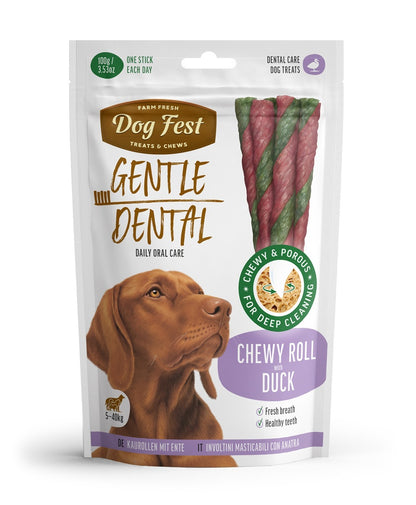 Dog Fest Dental Treats Chewy Roll Duck 100g | Natural Duck Chew for Adult Dogs