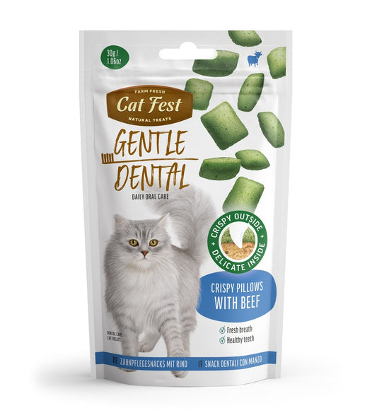 Cat Fest Dental Treats For Cats - Crispy Pillows Beef 30g | Cat Dental Care Treats