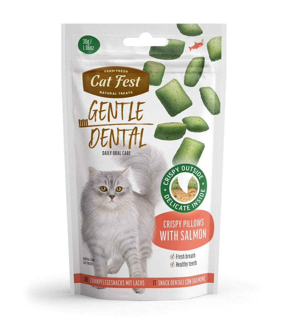 Cat Fest Dental Treats For Cats - Crispy Pillows Salmon 30g | Cat Dental Care Treats