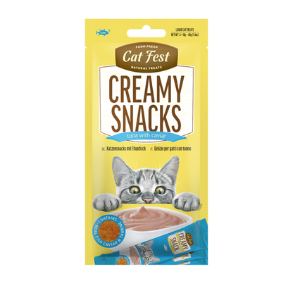 Cat Fest Creamy Snacks - Tuna With Caviar  | Lickable Cat Treats 4x10g