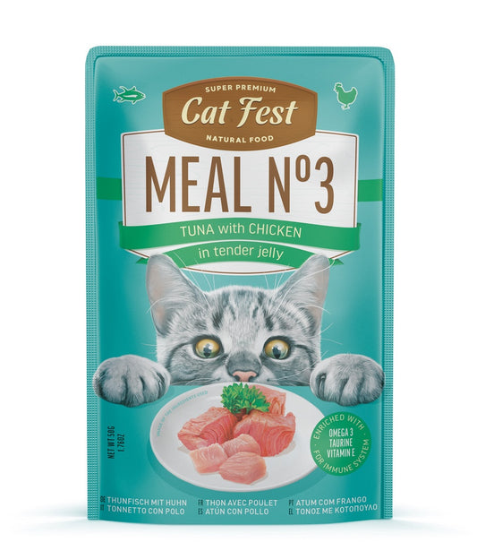 Cat Fest Meal No 3 Cat Food in Jelly - Tuna With Chicken | Premium Wet Cat Food (50g/12x50g)