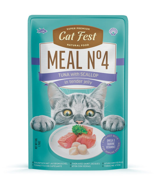 Cat Fest Meal No 4 Cat Food in Jelly - Tuna With Scallop | Premium Wet Cat Food (50g/12x50g)