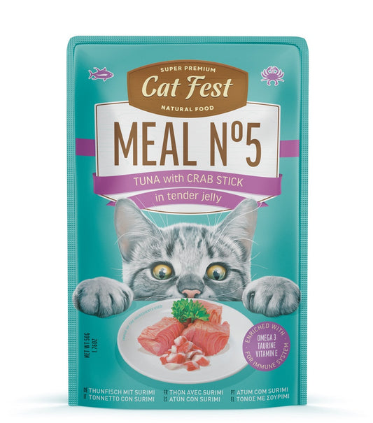 Cat Fest Meal No 5 Cat Food in Jelly - Tuna With Crab Stick | Premium Wet Cat Food (50g/12x50g)