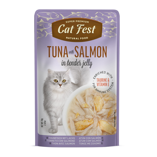 Cat Fest Tuna with Salmon in Tender Jelly For Cats | Super Premium Wet Cat Food with Omega-3 (70g/12x70g)