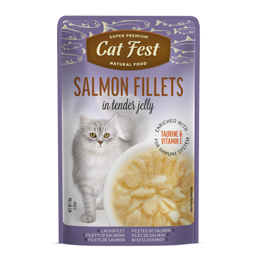 Cat Fest Salmon Fillets in Tender Jelly For Cats | Premium Grain-Free Cat Food (70g/12x70g)