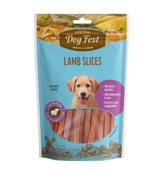 Dog Fest Lamb Slices For Puppies 90g | Tender Lamb Treats for Growing Dogs