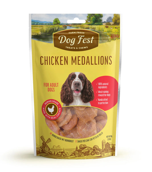 Dog Fest Chicken Medallions For Adult Dogs 90g | Natural Chicken Breast Treats