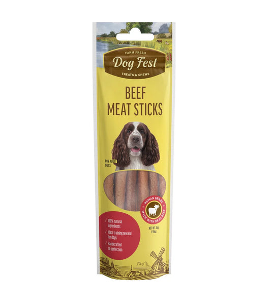Dog Fest Beef Meat Sticks For Adult Dogs 45g | Soft Beef Jerky Sticks