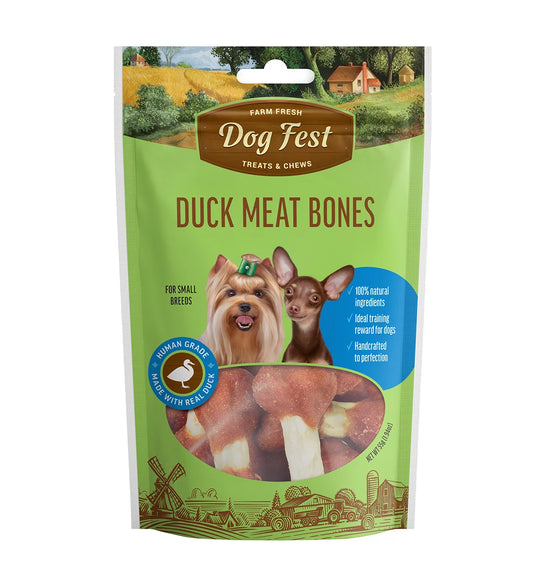 Dog Fest Duck Meat Bones For Mini-Dogs 55g | Duck Jerky on Rawhide Bones