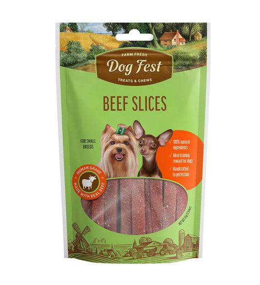 Dog Fest Beef Slices For Mini-Dogs 55g | High-Protein Training Treats for Small Breeds