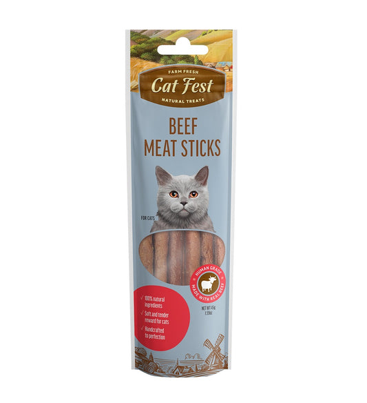 Cat Fest Meat Sticks Beef For Cat 45g | Natural Beef Cat Treats with Rich Flavor