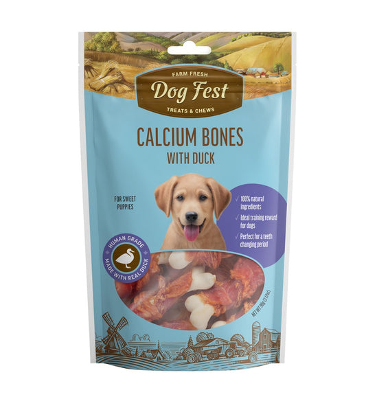 Dog Fest Calcium Bones With Duck For Puppies 90g | Calcium-Enriched Puppy Teething Treats