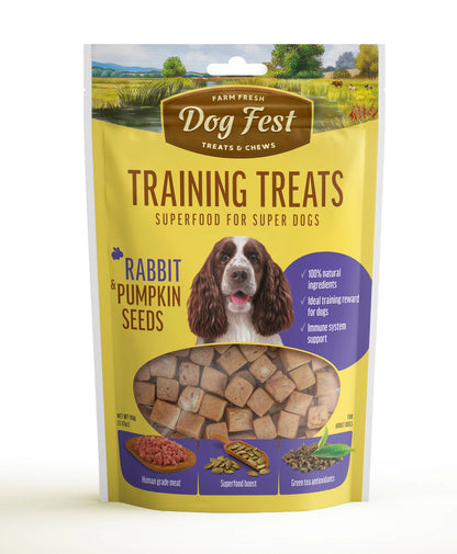 Dog Fest Training Treats Rabbit & Pumpkin Seeds 90g | Vitamin-Rich Soft Training Bites