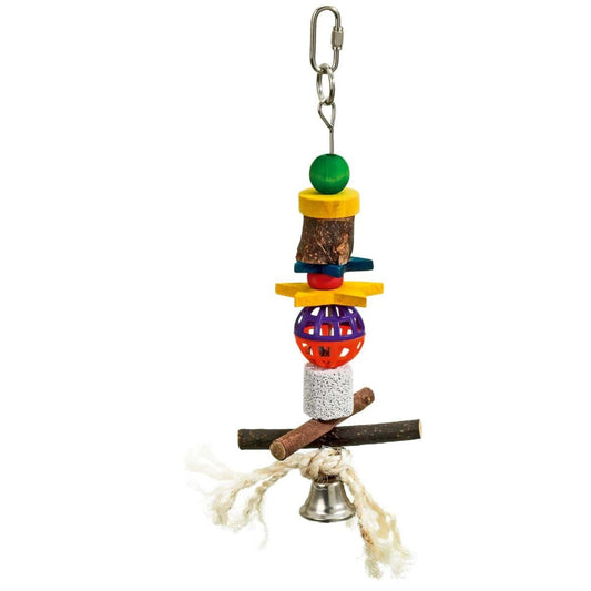Flamingo Lava-Wood-Bell Bird Toy | Pumice & Wood Bird Toy with Bell