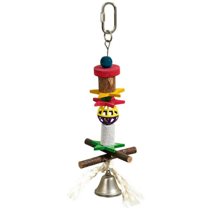 Flamingo Lava-Wood-Bell Bird Toy | Pumice & Wood Bird Toy with Bell
