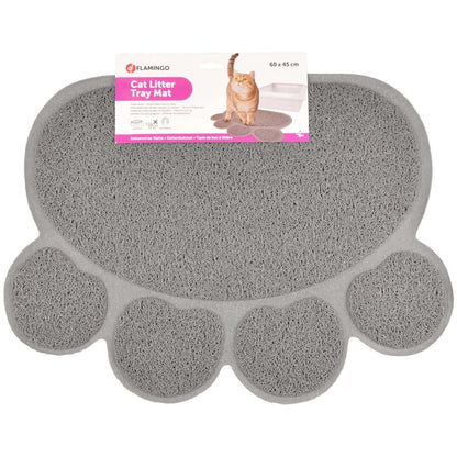 Flamingo Pitou Matti Paw Cat Litter Tray Mat | Grey/Green/Blue Paw Print Litter Mat