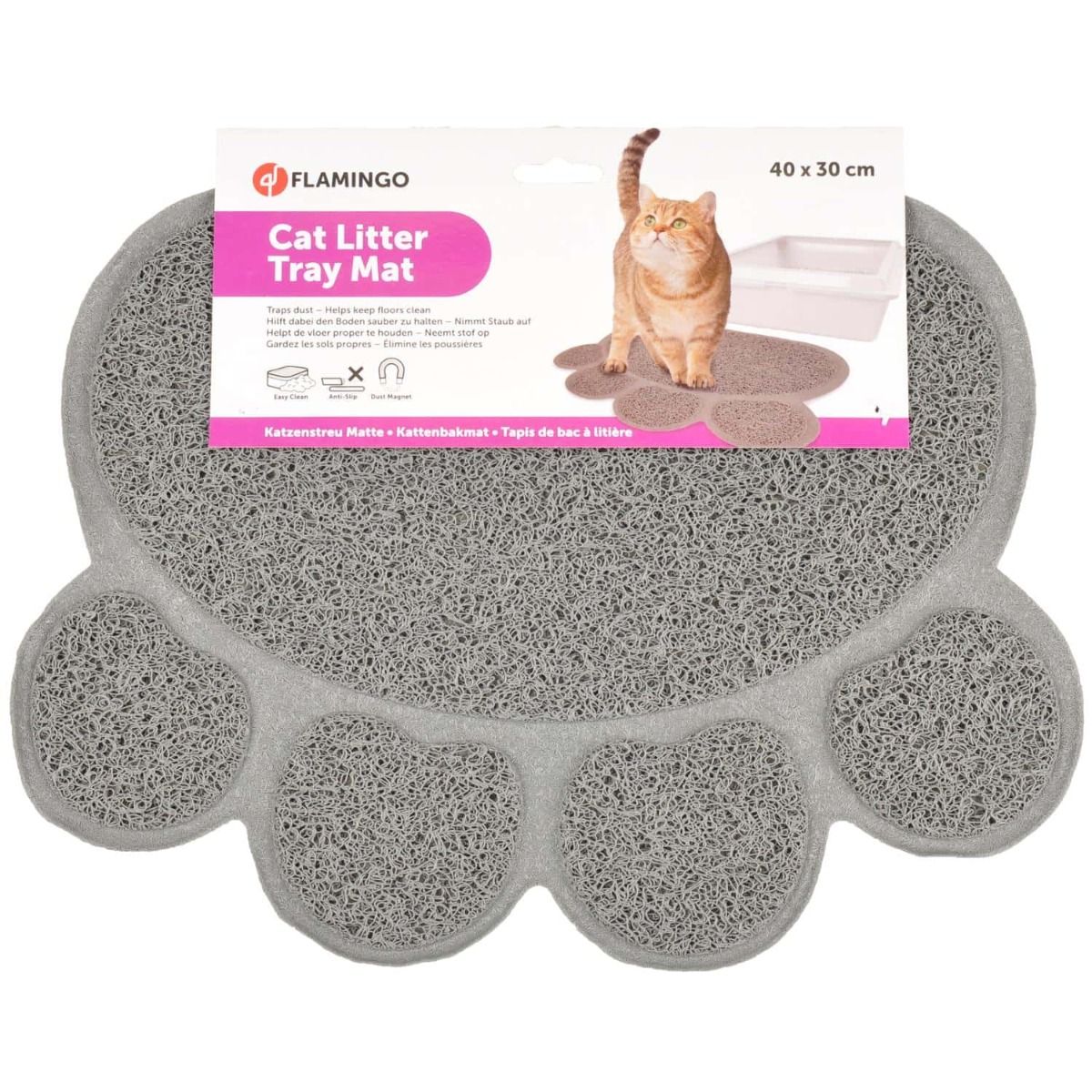 Flamingo Pitou Matti Paw Cat Litter Tray Mat | Grey/Green/Blue Paw Print Litter Mat