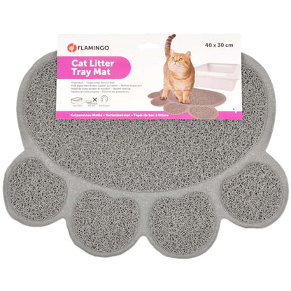 Flamingo Pitou Matti Paw Cat Litter Tray Mat | Grey/Green/Blue Paw Print Litter Mat