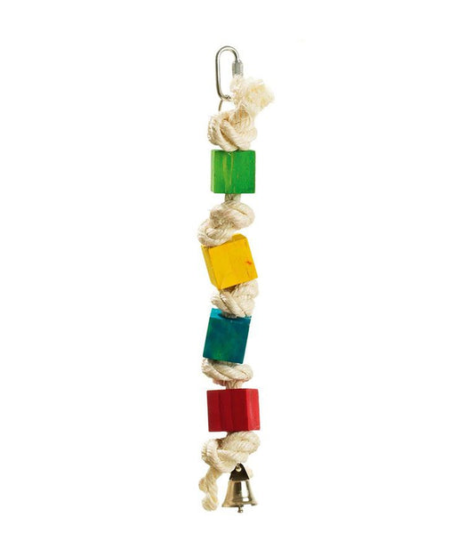 Flamingo Playing Rope Wood Coloured Bird Toy | Colorful Rope & Wood Climbing Toy