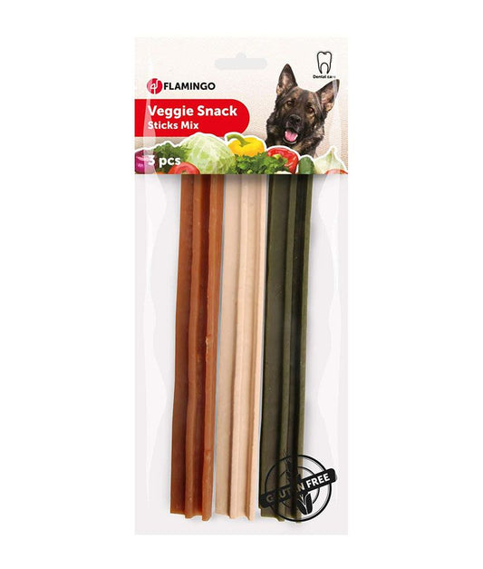 Flamingo Veggie Snack Sticks Mix Dog Treats 150g | Vegetarian Dental Chews