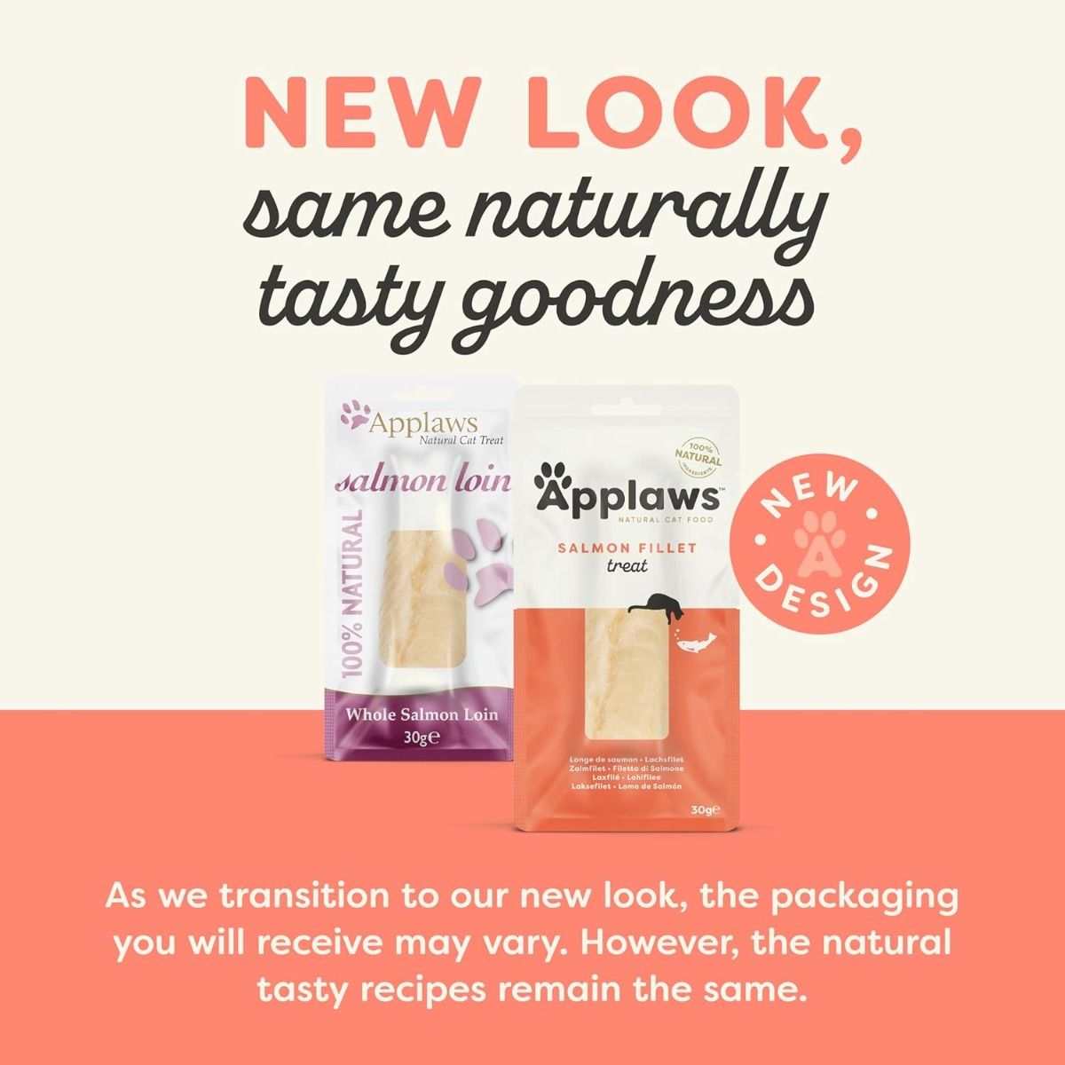 Applaws 100% Natural Salmon Fillet Cat Treats | Whole Salmon Loin | 30g