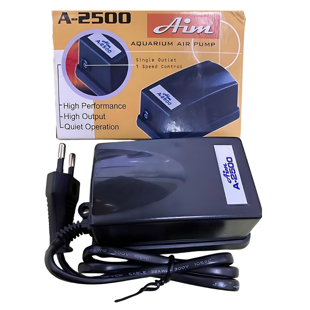 KW Zone AIM A-2500 Single Outlet Air Pump | Quiet Aquarium Air Pump | Oxygen Pump for Fish Tanks
