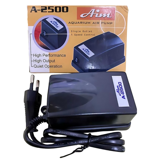 KW Zone AIM A-2500 Single Outlet Air Pump | Quiet Aquarium Air Pump | Oxygen Pump for Fish Tanks