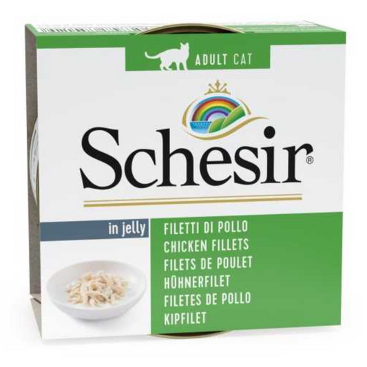Schesir Cat Wet Food Chicken Fillets in Jelly | Adult Cat | Complementary | Natural Ingredients | 14x85g